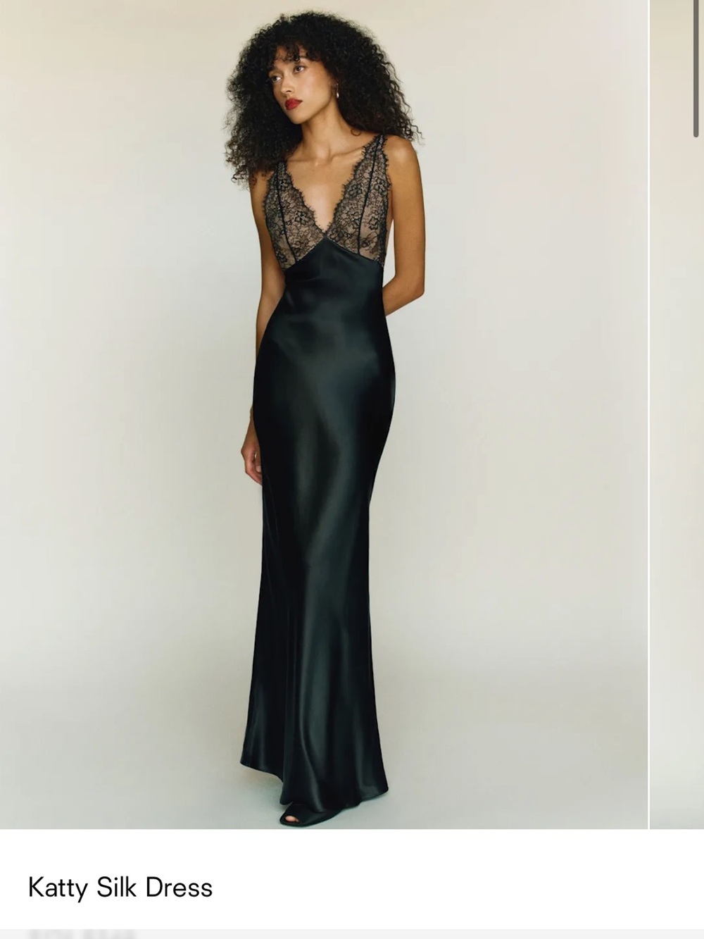 Reformation Katty Silk Slip Dress in Black - NWT